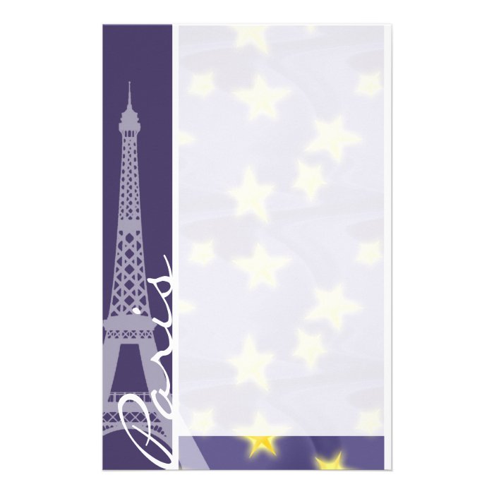 Paris Starry Night; Eiffel Tower Personalized Stationery