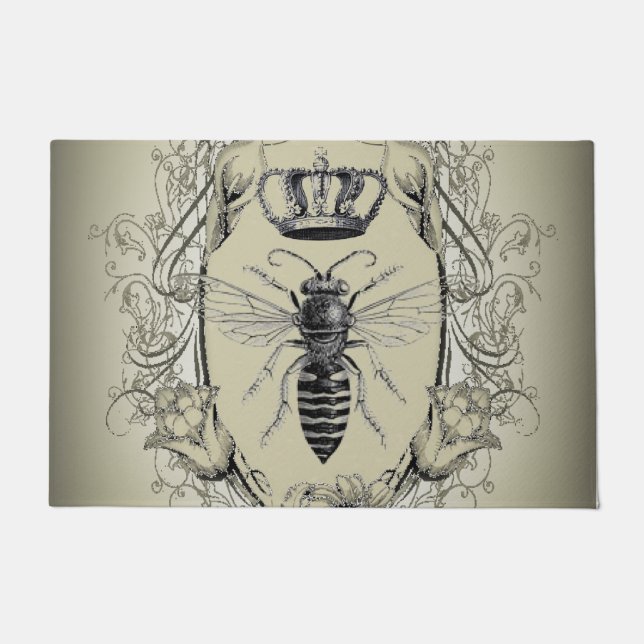 paris steampunk beekeeper french bee queen crown doormat (Front)