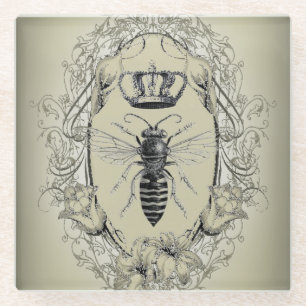 paris steampunk beekeeper french bee queen crown glass coaster