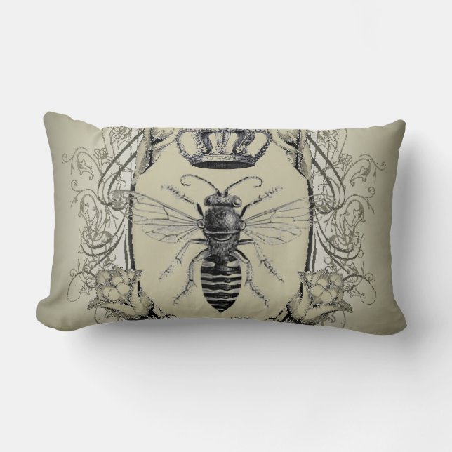 paris steampunk beekeeper french bee queen crown lumbar pillow (Front)