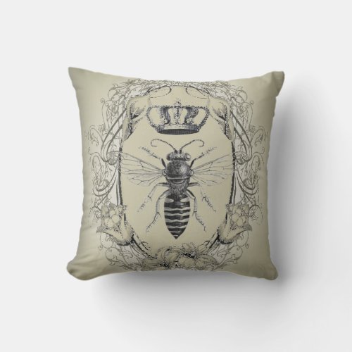 paris steampunk beekeeper french bee queen crown outdoor pillow