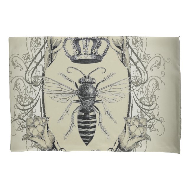 paris steampunk beekeeper french bee queen crown pillow case (Front-Left)