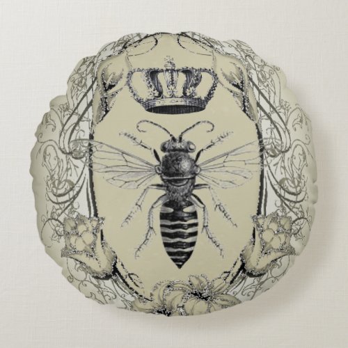 paris steampunk beekeeper french bee queen crown round pillow