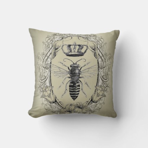 paris steampunk beekeeper french bee queen crown throw pillow
