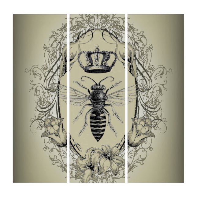 paris steampunk beekeeper french bee queen crown triptych (Front)