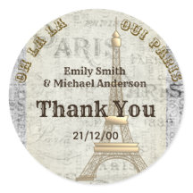 Paris Sticker Custom Vintage Parchment Thank You