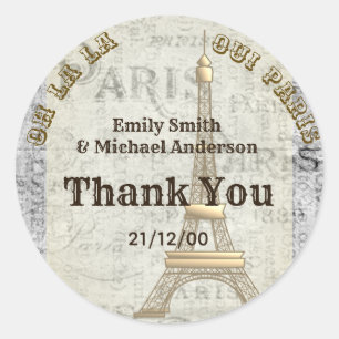 Paris Sticker Custom Vintage Parchment Thank You