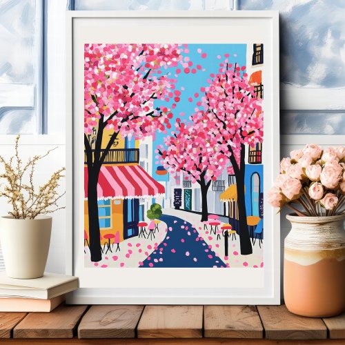 Art Prints And Wall Decor 9 Paris Street Cherry Blossoms Cafe Wall Art