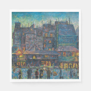 Paris Street Lit Up At Night (French Art) Napkins