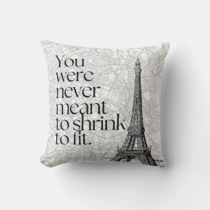 Paris Street Map & Eiffel Tower Quote Wall Art Throw Pillow