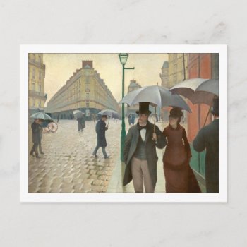 Paris Street Rainy Day By Caillebotte Postcard by lazyrivergreetings at Zazzle