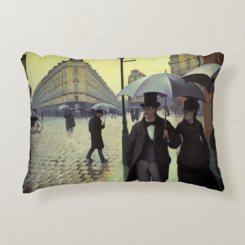Paris Street Rainy Day by Gustave Caillebotte Accent Pillow