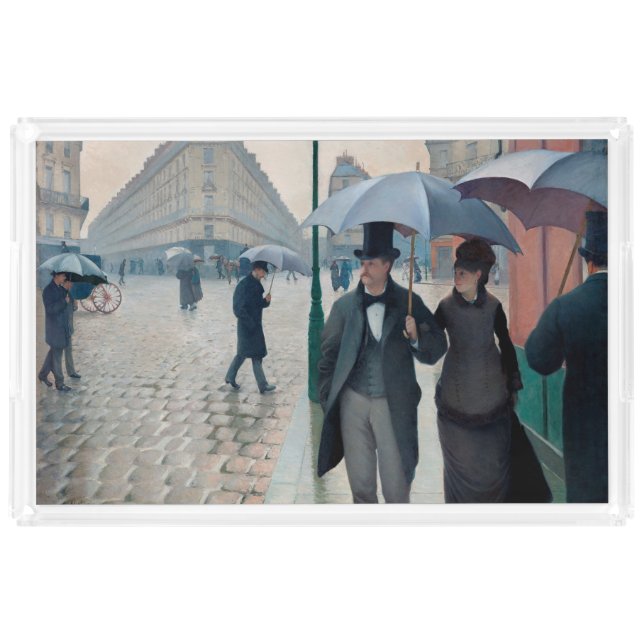 Paris Street Rainy Day by Gustave Caillebotte Acrylic Tray (Front)