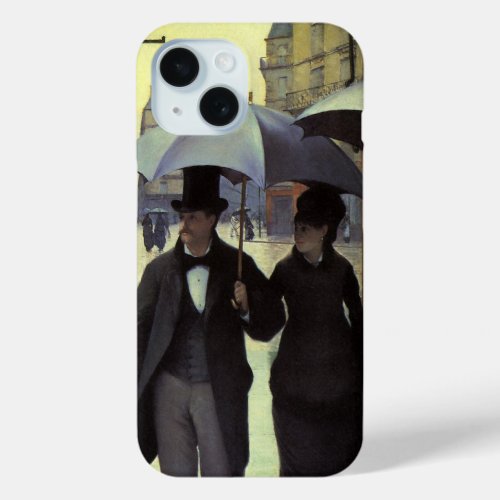 Paris Street Rainy Day by Gustave Caillebotte iPhone 15 Case