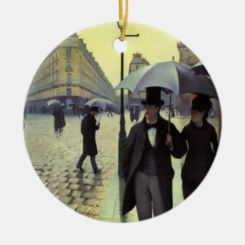 Paris Street Rainy Day by Gustave Caillebotte Ceramic Ornament