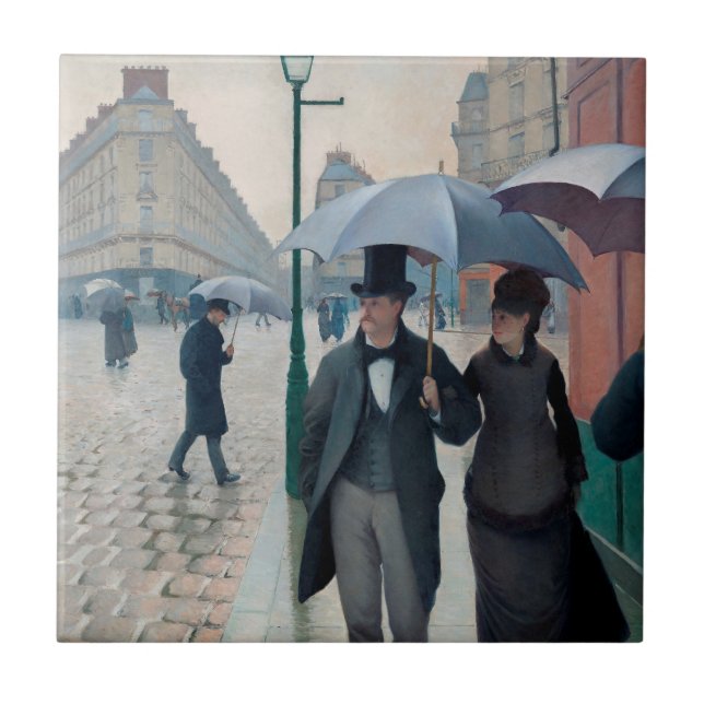 Paris Street Rainy Day by Gustave Caillebotte Ceramic Tile (Front)