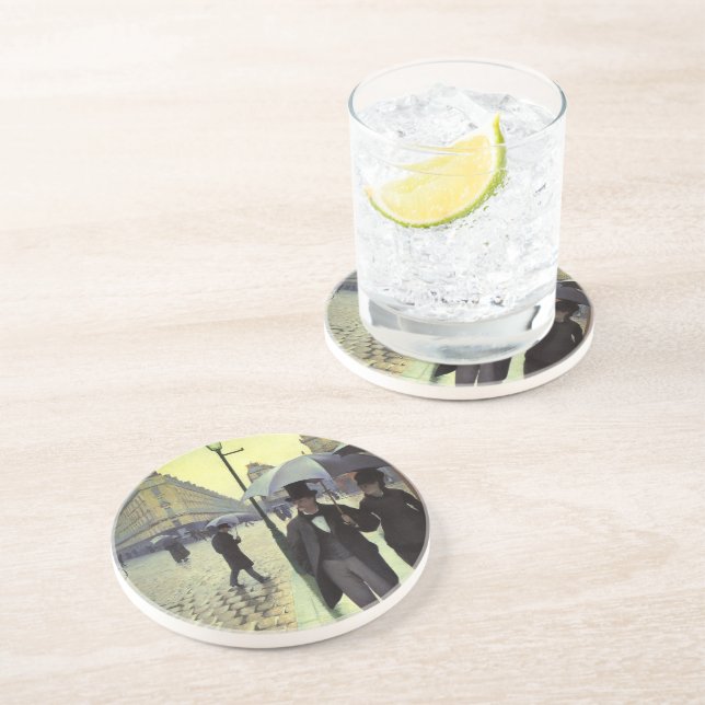 Paris Street Rainy Day by Gustave Caillebotte Drink Coaster (Side)