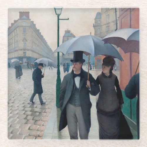 Paris Street Rainy Day by Gustave Caillebotte Glass Coaster