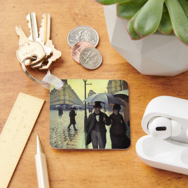 Paris Street Rainy Day by Gustave Caillebotte Keychain (Desk)