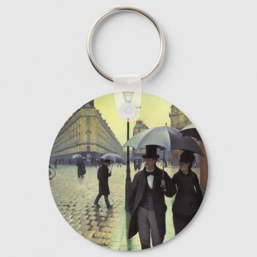 Paris Street Rainy Day by Gustave Caillebotte Keychain