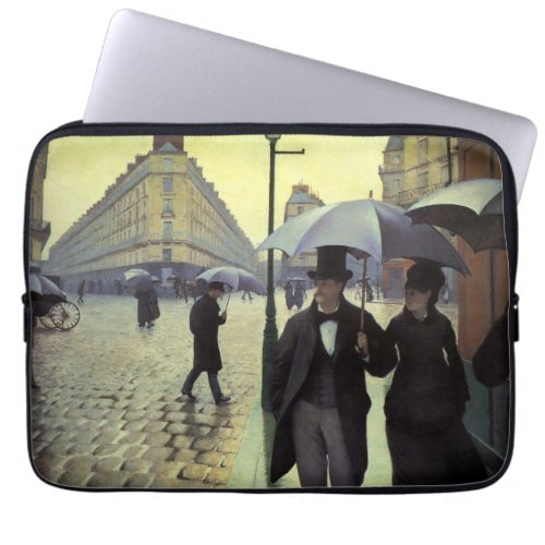Paris Street Rainy Day by Gustave Caillebotte Laptop Sleeve