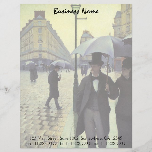 Paris Street Rainy Day by Gustave Caillebotte Letterhead (Front)