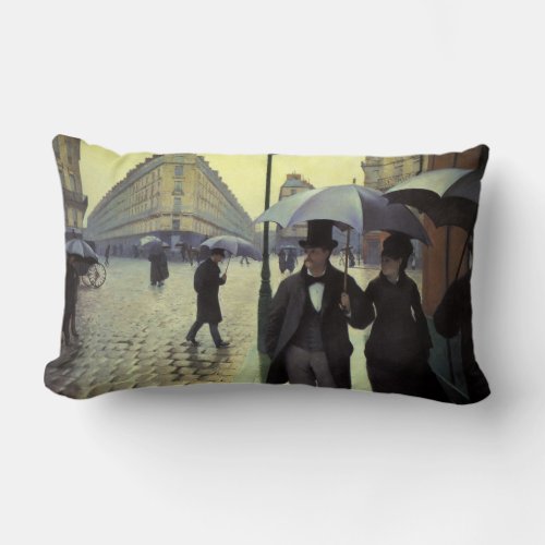 Paris Street Rainy Day by Gustave Caillebotte Lumbar Pillow