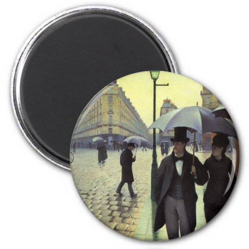 Paris Street Rainy Day by Gustave Caillebotte Magnet