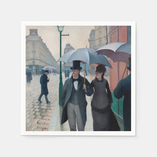 Paris Street Rainy Day by Gustave Caillebotte Napkins (Front)
