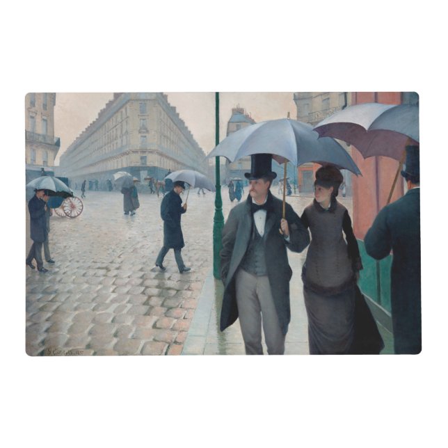 Paris Street Rainy Day by Gustave Caillebotte Placemat (Back)