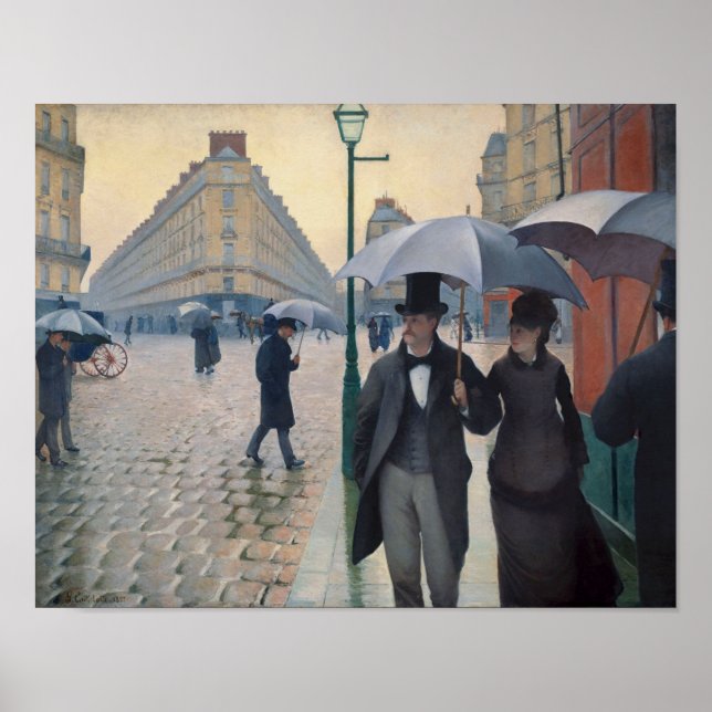 Paris Street Rainy Day by Gustave Caillebotte Poster (Front)