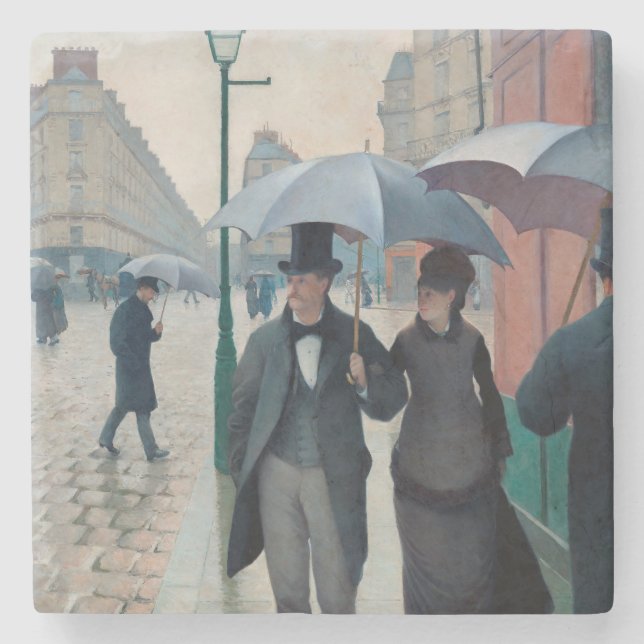 Paris Street Rainy Day by Gustave Caillebotte Stone Coaster (Front)