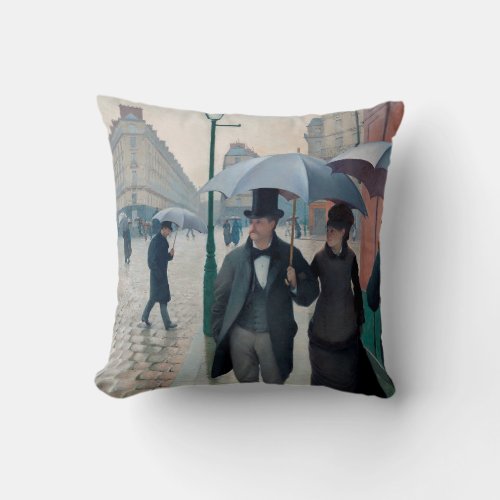 Paris Street Rainy Day by Gustave Caillebotte Throw Pillow
