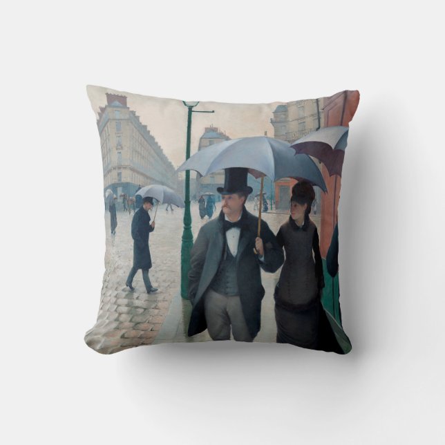 Paris Street Rainy Day by Gustave Caillebotte Throw Pillow (Front)