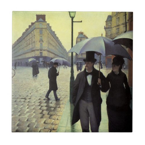 Paris Street Rainy Day by Gustave Caillebotte Tile