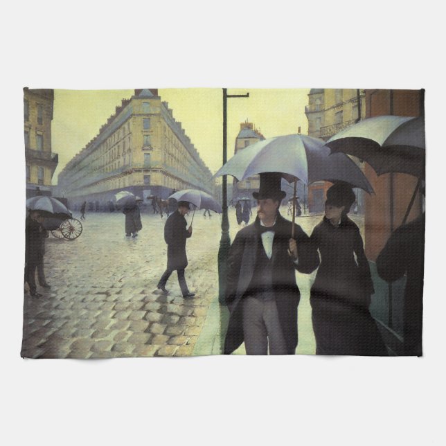 Paris Street Rainy Day by Gustave Caillebotte Towel (Horizontal)