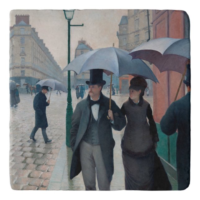 Paris Street Rainy Day by Gustave Caillebotte Trivet (Front)