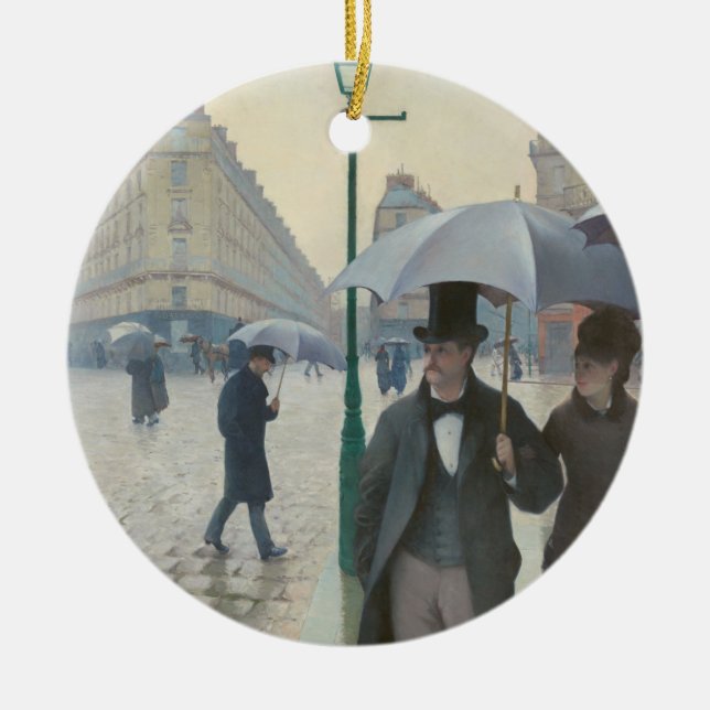 Paris Street Rainy Day Ceramic Ornament (Front)