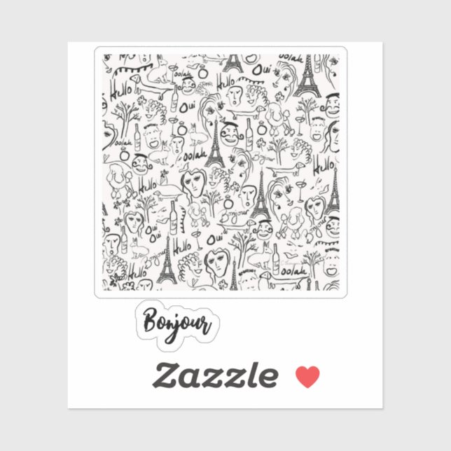Paris Street Scene Bonjour by © Cathy Thompson  Sticker (Sheet)