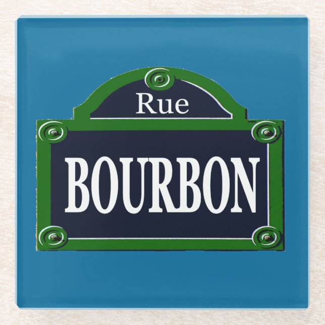 Paris Street Sign Rue Bourbon Placemat Cutting Boa Glass Coaster (Front)