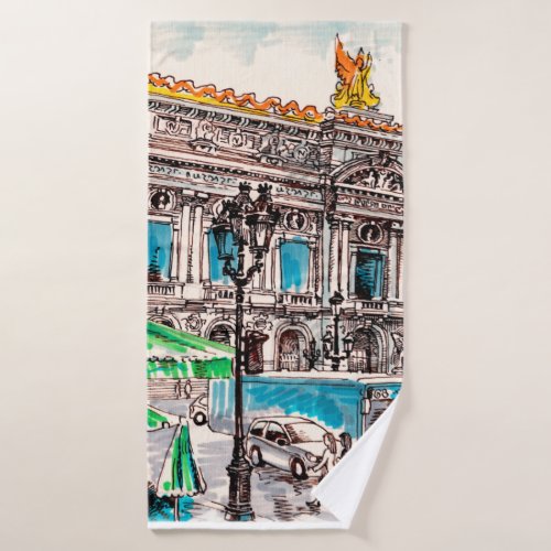  Paris street view of the theater Wicked cafe Bath Towel