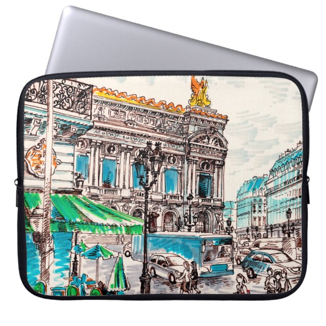  Paris street view of the theater Wicked cafe Laptop Sleeve (Front)