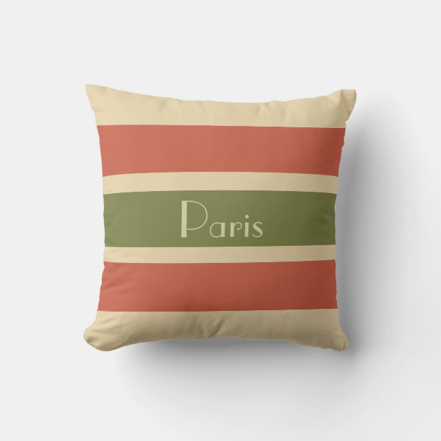 Paris Striped Throw Pillow (Front)