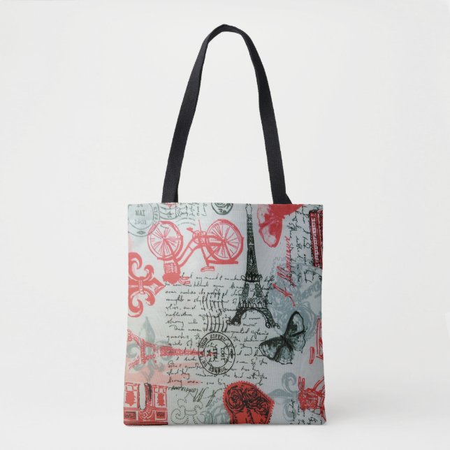 "Paris Style" All-Over-Print Tote Bag (Front)
