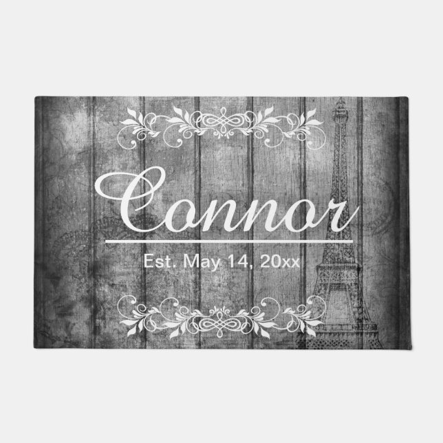 Paris Style Faux Gray Wood Doormat (Front)
