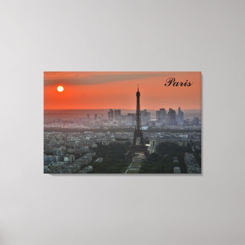 Paris Sunset Eiffel Tower France Photo Canvas Print