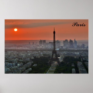 Paris Sunset Eiffel Tower France Photo Poster