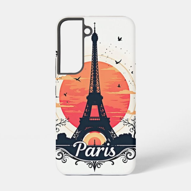 Paris Sunset Silhouette Samsung Galaxy Case (Back)
