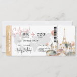  Paris Surprise Birthday Boarding Pass Ticket Invitation