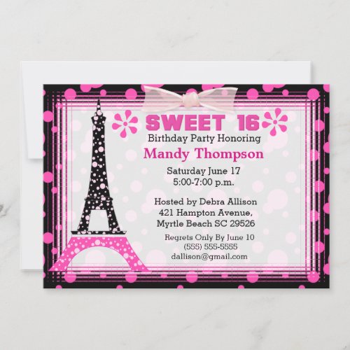 Paris Sweet 16 Birthday Party Invitation